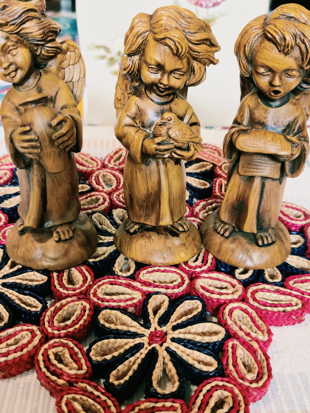 Handcrafted Brown Angel Figurine - Decorative Home Accent